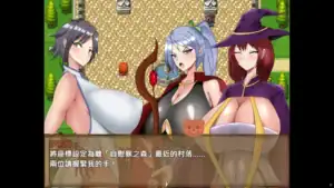 留級魔女與賢者之石三位女角對話畫面:藍髮魔女、黑髮學生與紅髮魔女|留级魔女与贤者之石三位女性角色对话场面:蓝发魔女、黑发学生与红发魔女|『留年魔女と賢者の石』ヒロイン3人の会話シーン:青髪、黒髪、赤髪の魔女たち