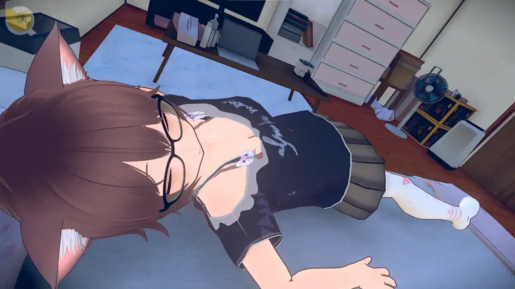 角色在臥室中休息的畫面，呈現生活模擬的睡眠系統｜角色在卧室中休息的画面，呈现生活模拟的睡眠系统｜寝室で休息するキャラクターを描いた生活シーン。