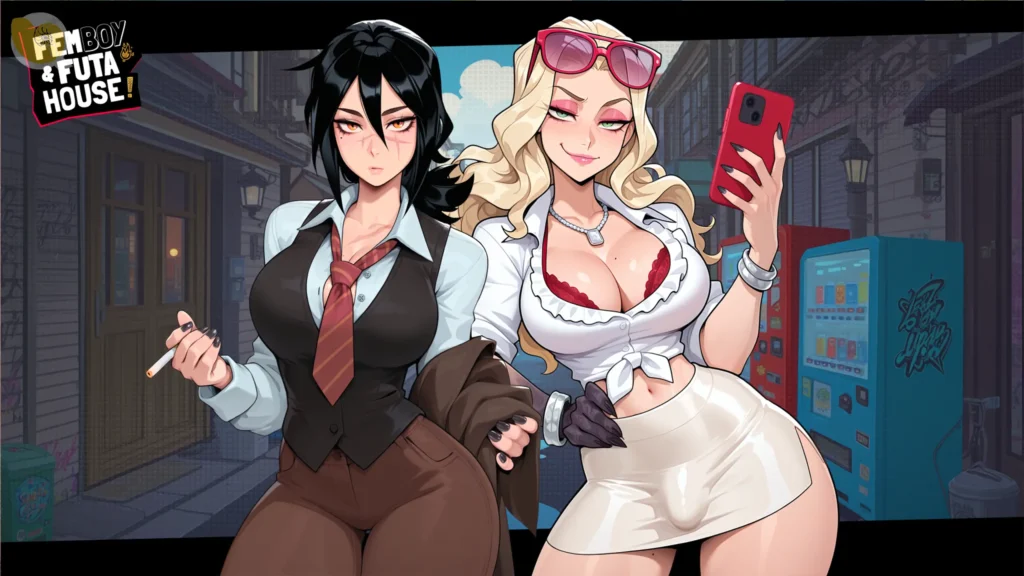 FEMBOY FUTA HOUSE 角色 Bella 與狼人老師 Miss Jekyll/Hyde 在街道場景對話｜FEMBOY FUTA HOUSE 角色 Bella 与狼人老师 Miss Jekyll/Hyde 在街道场景对话｜FEMBOY FUTA HOUSE のキャラクター Bella と狼人教師 Miss Jekyll/Hyde が街中で会話