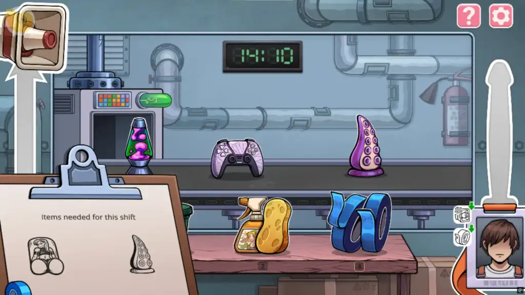 工廠流水線上跑著多種產品，左下角顯示今日生產清單，《Girls, I just want to get paid!》玩法畫面｜工厂流水线上跑着多种产品，左下角显示今日生产清单，《Girls, I just want to get paid!》玩法画面｜工場ラインに多様な製品が流れ、左下に当日の生産リストが表示される《Girls, I just want to get paid!》プレイ画面｜Factory conveyor belt showing multiple items with a task list on the lower left in “Girls, I just want to get paid!”