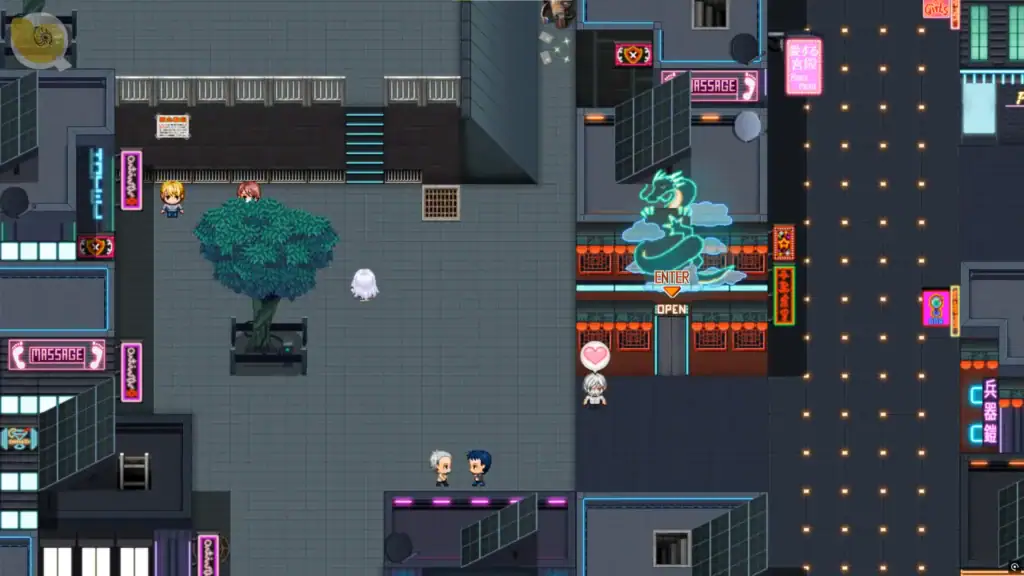 角色在不同城鎮地區觸發愛心事件｜角色在不同城镇地区触发爱心事件｜各エリアで発生するハートイベントを示す｜Characters triggering love events in various town areas