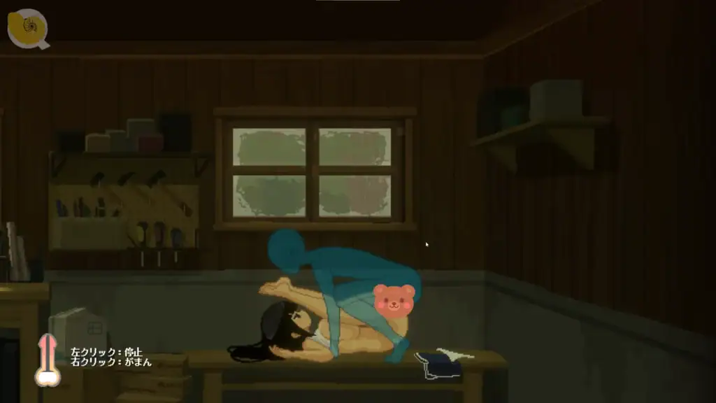 山小屋室內場景，主角與妹妹在木床旁互動｜山小屋室内场景，主角与妹妹在木床旁互动｜山小屋の室内で主人公と妹キャラが木製ベッドの近くで行動するシーン｜Inside the mountain cabin where the protagonist interacts with the sister beside a wooden bed
