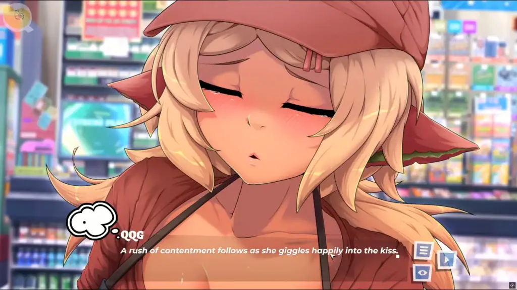 《Hey Stranger! I Dare You to Love Me!》超商妹妹結局|《Hey Stranger! I Dare You to Love Me!》超商妹妹结局|『Hey Stranger! I Dare You to Love Me!』コンビニ店員エンディング|Convenience Store Girl Ending – Hey Stranger! I Dare You to Love Me! 《Hey Stranger! I Dare You to Love Me!》超商店員女孩的結局畫面,角色在便利店背景前呈現害羞表情的劇情片段|《Hey Stranger! I Dare You to Love Me!》超商店员女孩的结局画面,角色在便利店背景前呈现害羞表情的剧情片段|『Hey Stranger! I Dare You to Love Me!』コンビニ店員の少女が照れた表情を見せるエンディングシーン|Ending scene of the convenience store clerk heroine in “Hey Stranger! I Dare You to Love Me!” showing a shy expression