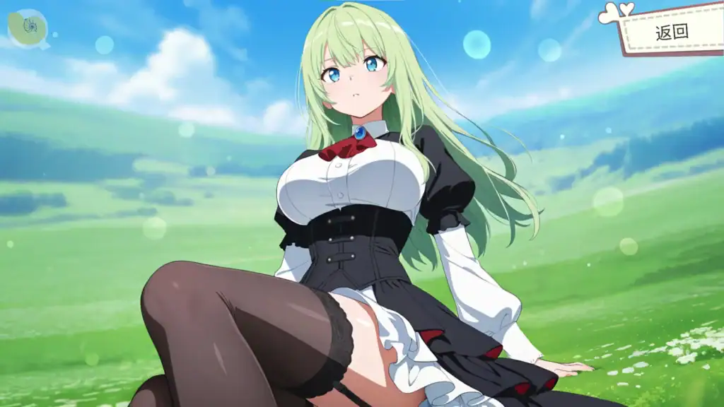 Catapult Girls 綠髮女角角色展示圖，AI輔助繪製風格明顯｜Catapult Girls 绿发女角角色展示图，AI辅助绘制风格明显｜『Catapult Girls』の緑髪ヒロイン立ち絵。AI支援のアートスタイルが際立つ。｜Catapult Girls green-haired heroine illustration with visible AI-assisted art style.