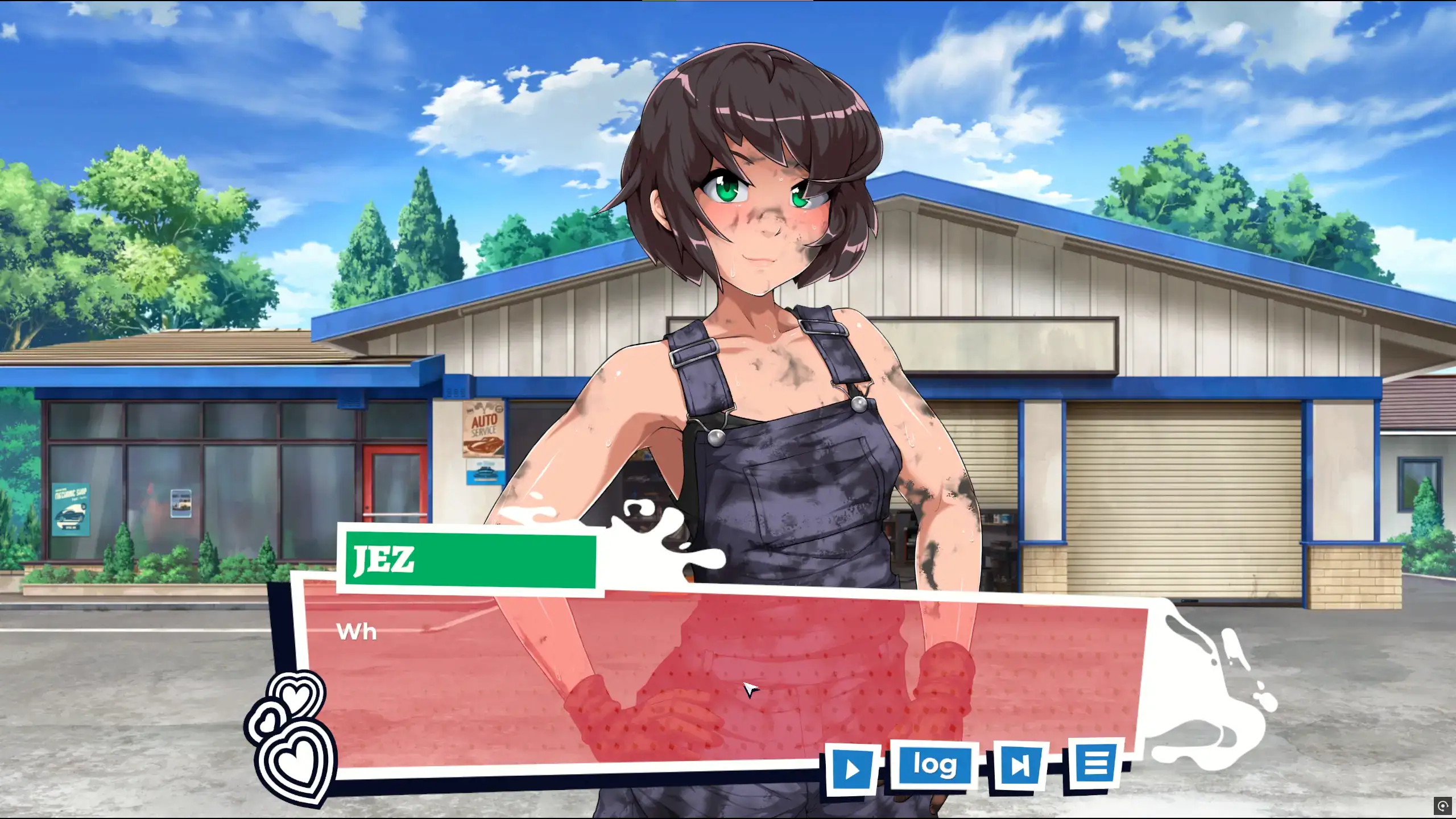 《Hey Stranger! I Dare You to Love Me!》女角站在戶外場景的對話框實機畫面｜《Hey Stranger! I Dare You to Love Me!》女角色站在户外场景的对话框实机画面｜『Hey Stranger! I Dare You to Love Me!』屋外シーンで女キャラが立つ会話ウィンドウのゲーム画面｜In-game dialogue scene featuring a female character standing outside in “Hey Stranger! I Dare You to Love Me!”