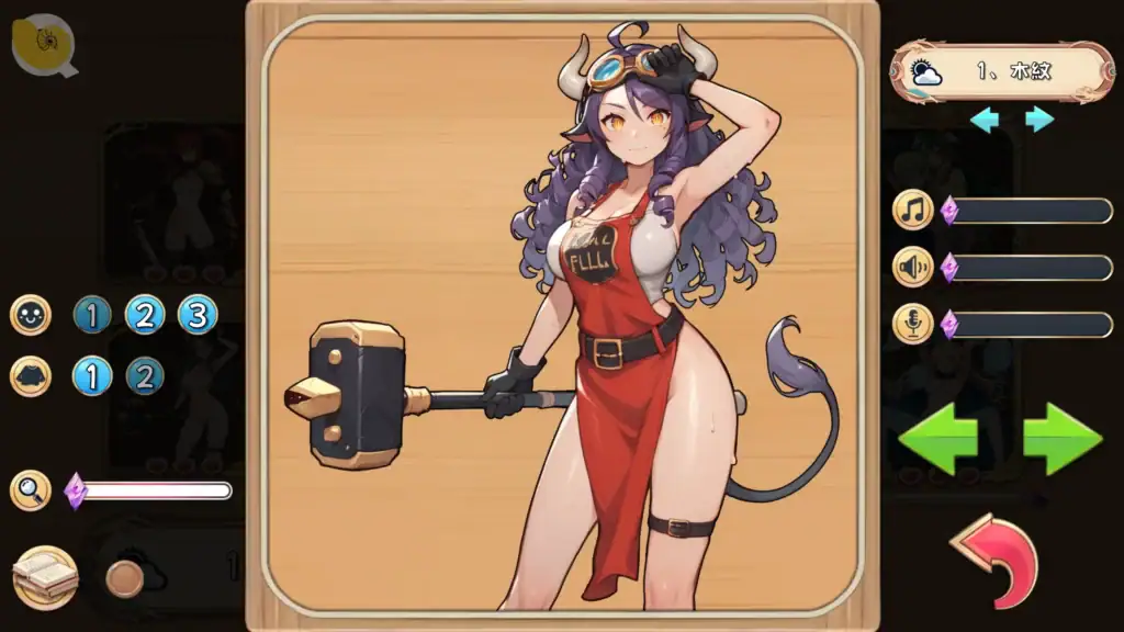 一般女角CG2|一般女角CG2|一般女キャラCG2|General Female Character CG 2 站姿的女角 CG,女角持武器或道具站立,右側為功能介面|站姿的女角 CG,女角持武器或道具站立,右侧为功能界面|武器を持つ立ち姿の女キャラCG、右側にUI|Standing CG of a female character holding a weapon, with UI panel on the right.