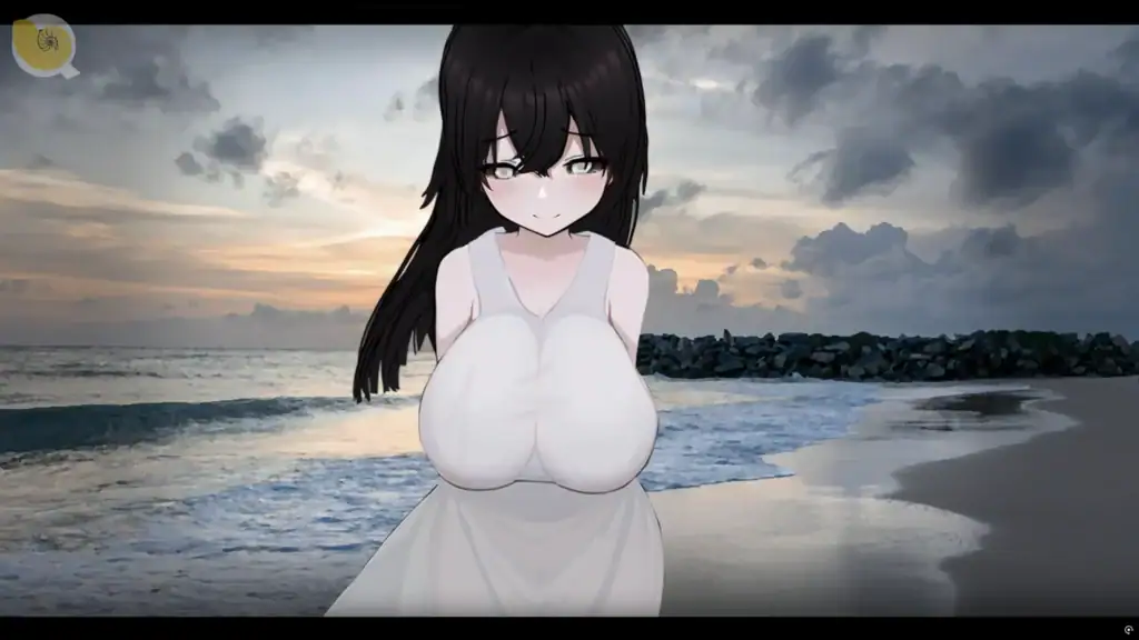 女幽靈在戶外場景中獨自站立，呈現結局抉擇前的關鍵畫面｜女幽灵在户外场景中独自站立，呈现结局抉择前的关键画面｜結末選択前に立つ女幽霊の屋外シーン｜A pivotal outdoor scene before the final decision