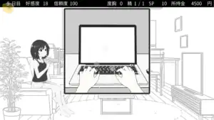 秘密のシェアハウスせいかつ‼ 工作畫面，主角進行工作以獲得金錢的系統畫面｜秘密的合租屋生活‼ 工作画面，主角进行工作以获得金钱的系统画面｜秘密のシェアハウスせいかつ‼ 仕事シーン、資金を稼ぐための行動画面｜Secret Share House Life!! work scene showing the system used to earn money