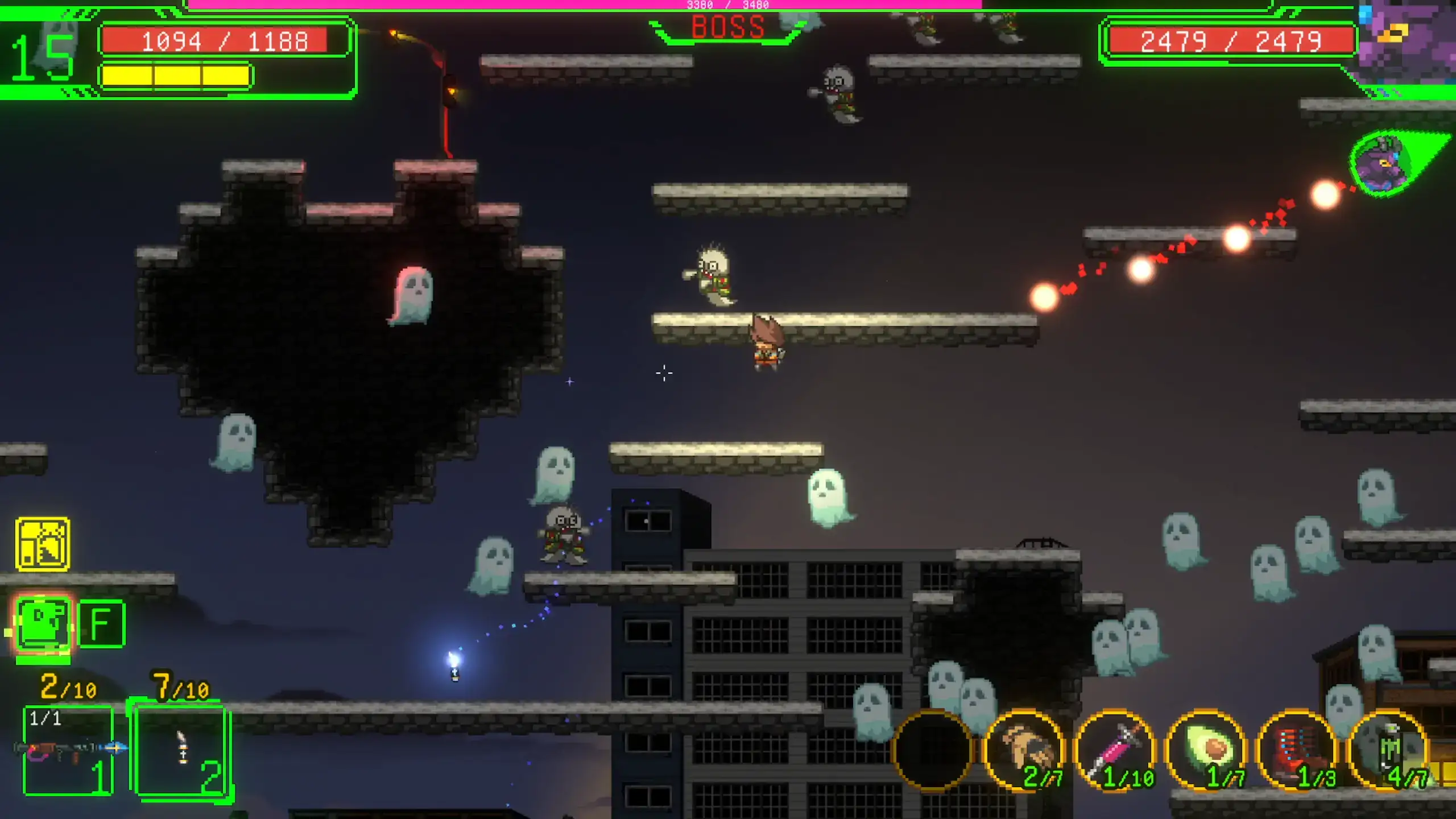 妖怪淨化人 I Will Purify You I.P.U. 橫向動作玩法畫面 角色戰鬥與怪物彈幕展示｜妖怪净化人 I Will Purify You I.P.U. 横向动作玩法画面 角色战斗与怪物弹幕展示｜妖怪浄化人 I Will Purify You I.P.U. 横スクロールアクション戦闘画面 弾幕と敵キャラ｜I Will Purify You I.P.U. side-scrolling action gameplay combat screen