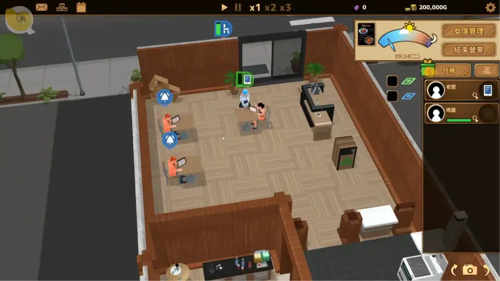 扶她★咖啡廳 遊戲玩法 咖啡廳初期經營與場地規劃畫面｜扶她★咖啡厅 游戏玩法 咖啡厅初期经营与场地规划画面｜フタナリ★カフェ ゲームプレイ 初期カフェ経営と店内レイアウト画面｜Futanari Coffee Shop early gameplay showing cafe layout and management