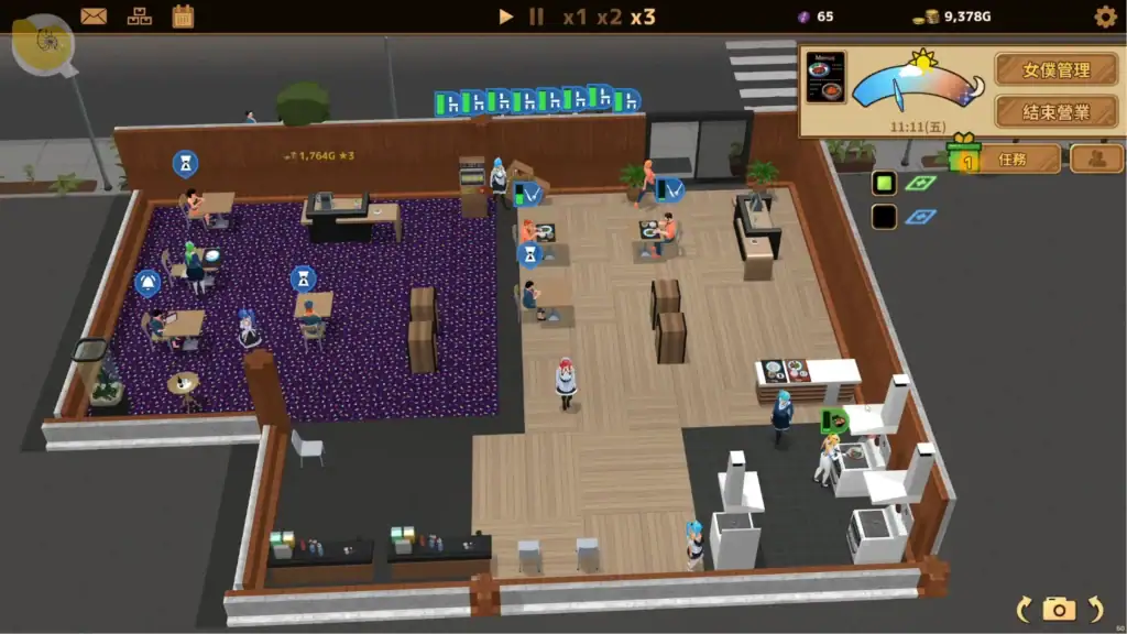 扶她★咖啡廳 遊戲玩法 咖啡廳擴建後動線與空間規劃畫面｜扶她★咖啡厅 游戏玩法 咖啡厅扩建后动线与空间规划画面｜フタナリ★カフェ ゲームプレイ 拡張後の店内動線とレイアウト画面｜Futanari Coffee Shop gameplay showing expanded cafe layout and movement paths