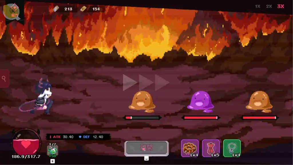 最終魔王是岳母 關卡戰鬥進行畫面|最终魔王是岳母 关卡战斗进行画面|最終魔王は義母 戦闘進行中画面|Married Into Hell Ongoing Battle Scene 最終魔王是岳母戰鬥進行中角色與敵人對峙畫面|最终魔王是岳母战斗进行中角色与敌人对峙画面|最終魔王は義母 戦闘進行シーン キャラクターと敵の対峙|Married Into Hell combat encounter scene with characters facing enemies