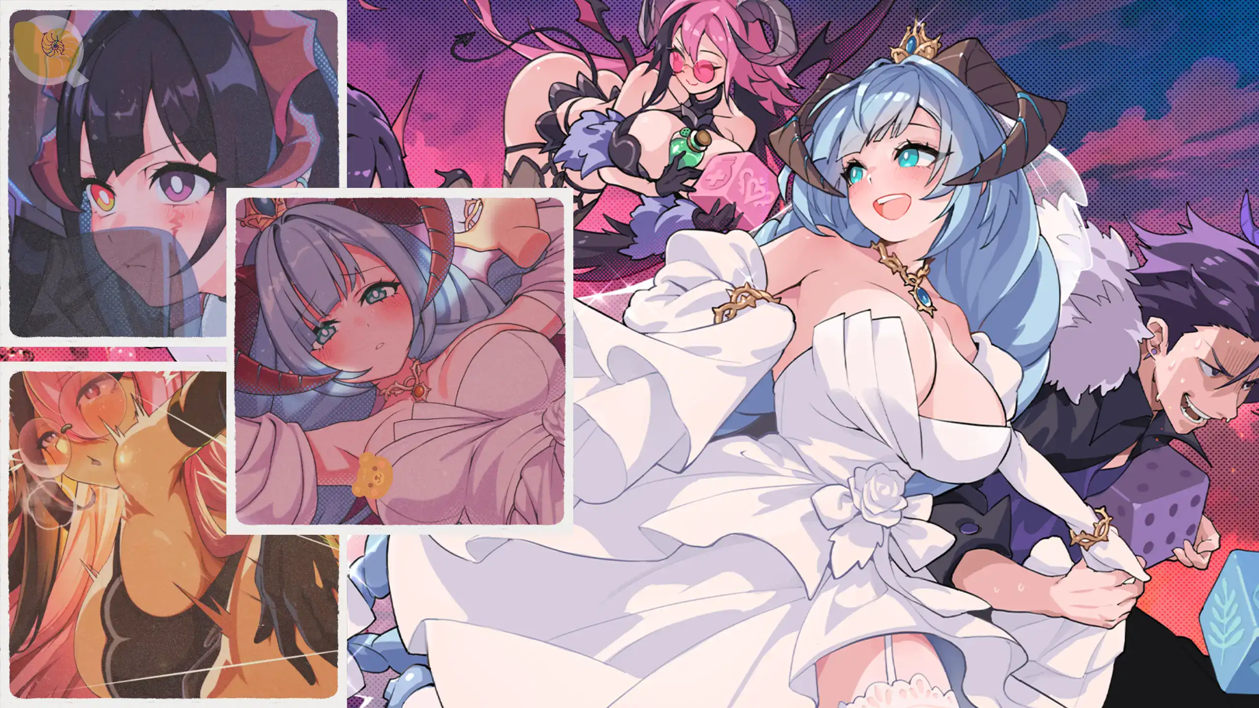 最終魔王是岳母 精選CG主視覺 多名女性角色與男主角構圖展示|最终魔王是岳母 精选CG主视觉 多名女性角色与男主角构图展示|最終魔王は義母 厳選CGメインビジュアル 複数女性キャラと主人公|Married Into Hell featured CG key visual with multiple female characters and protagonist