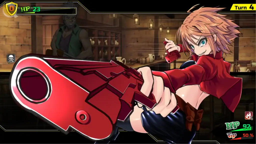 終末的死鬥場少女蕾歐娜雙持紅色手槍戰鬥畫面｜终末的死斗场少女蕾欧娜双持红色手枪战斗画面｜終末の死闘場少女レオナが赤い拳銃を二丁構える戦闘シーン｜Dead End Colosseum Girl Leona dual red pistols battle scene