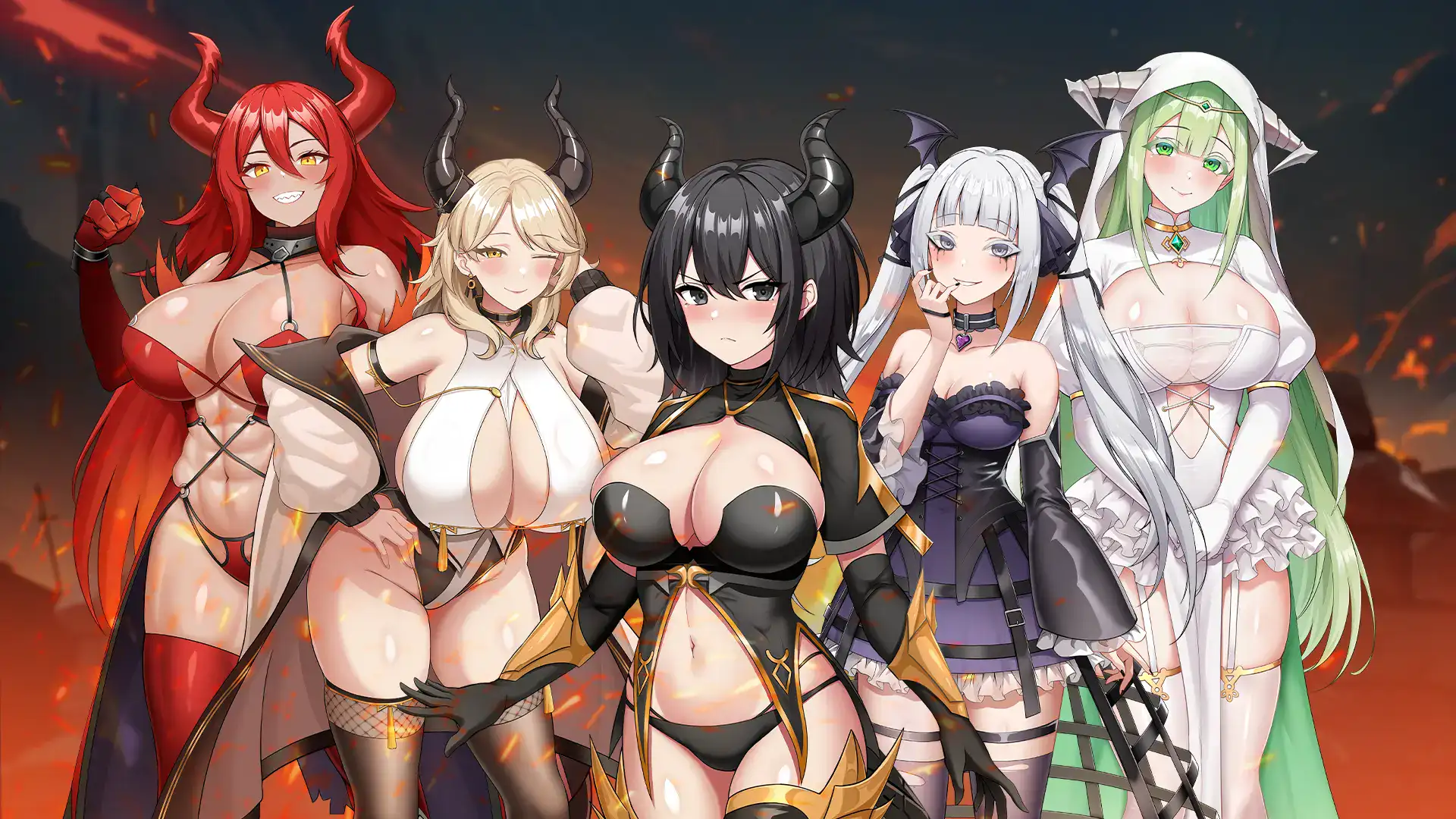 龍騎天下御龍者覺醒主視覺多角色展示紅髮與銀髮女性角色｜龙骑天下御龙者觉醒主视觉多角色展示红发与银发女性角色｜龍騎天下御龍者覚醒メインビジュアル複数女性キャラクター展示｜Dragon Rider Awakening key visual multiple female characters red hair silver hair