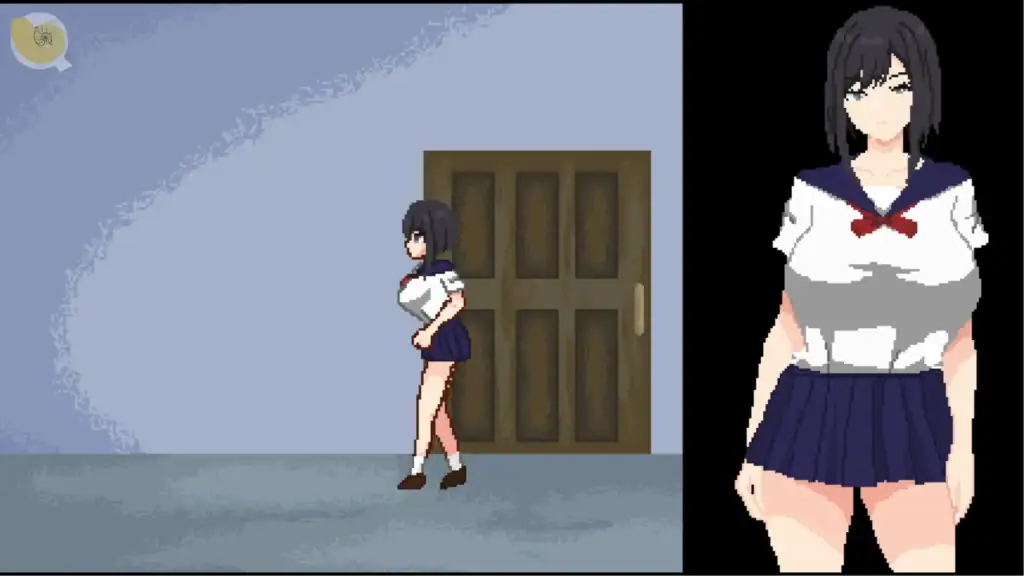 惡夢屋敷無限牢獄遊戲截圖女角在走廊橫向移動探索場景｜恶梦屋敷无限牢狱游戏截图女角在走廊横向移动探索场景｜悪夢屋敷・無限牢獄のゲーム画面、廊下を横移動で探索する女キャラ｜Akumu Yashiki Mugen Rougoku side-scrolling exploration in hallway