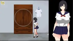 惡夢屋敷無限牢獄遊戲截圖女角躲避怪物進入衣櫃場景｜恶梦屋敷无限牢狱游戏截图女角躲避怪物进入衣柜场景｜悪夢屋敷・無限牢獄のゲーム画面、敵から逃げてクローゼットに隠れる女キャラ｜Akumu Yashiki Mugen Rougoku hiding in closet from enemy