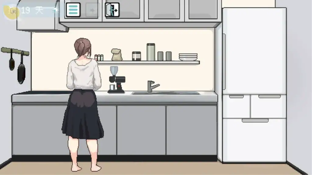 戀人日常廚房生活互動與日常養成場景|恋人日常厨房生活互动与日常养成场景|恋人日常 キッチンでの日常生活イベント|Lover Daily kitchen life interaction scene 戀人日常廚房場景畫面、黑髮女主角站在廚房料理、Steam純愛解謎遊戲展示|恋人日常厨房场景画面、黑发女主角站在厨房料理、Steam纯爱解谜游戏展示|恋人日常 キッチンシーン、黒髪ヒロインが料理する日常ゲーム画面|Lover Daily kitchen scene with the heroine cooking in a romance puzzle game
