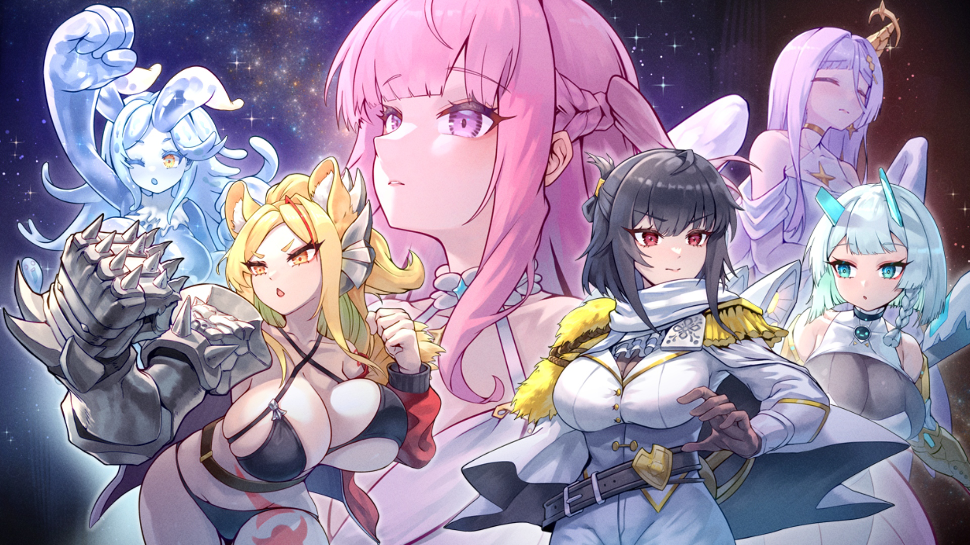 星的歸還者主視覺圖 多名奇幻女性角色集結|星的归还者主视觉图 多名奇幻女性角色集结|星の帰還者 メインビジュアル 幻想的な女性キャラクターたち|Returner of the Stars key visual featuring multiple fantasy heroines