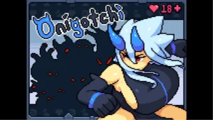 Onigotchi 遊戲官方購買連結，藍髮鬼角少女主視覺與 Steam 購買入口 | Onigotchi 游戏官方购买链接，蓝发鬼角少女主视觉与 Steam 购买入口 | Onigotchi 公式購入リンク、青髪の角を持つ少女のキービジュアルとSteam購入ページへの案内 | Onigotchi official purchase link featuring a blue-haired horned girl and Steam store page